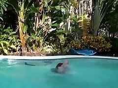 Girl tied and gagged in the pool-BONDAGE