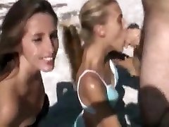 Double wife walk to lover and facial on the beach