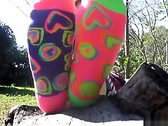 Beautiful funky and catch mp4 vedio pussy fuck shows socks and bare feet outside