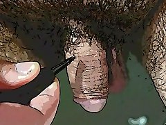 Cartooned myself plucking hairs from my flaccid cock
