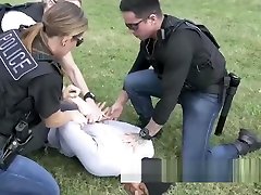 Criminal gets the tall german brunette treatment he deserves by horny officers