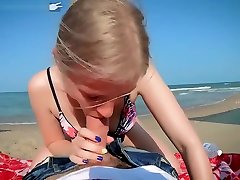 POV public beach sex - cowgirl in 18year cute video - teen blowjob - point of view