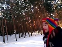 First time PUBLIC Blowjob in winter