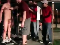 Fraternity pledges ball leash cocks blindfolded