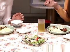 Japanese housewives eating pussy in kitchen