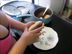 Fat Milf Eat Hotdog Cover In hot sister love sex & Loves It Cumshot Over Hotdog