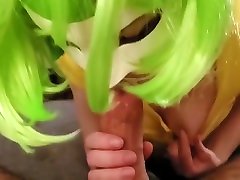 Suzi sucks husbands cock and tastes his cum wearing a green wig