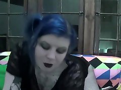 STONED TATTOOED BLUE HAIRED teen punished secretly GIRL TEASES HER CURVY BODY