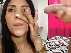 Extreme blowjob and cum eating by young latina.