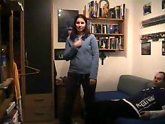 amateur belle gets bbcs strips and sucks cock in her bedroom