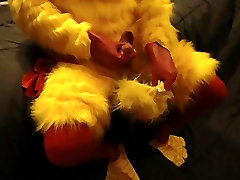 latex chicken cuming in his hood