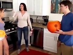 Brother drilling horny xnxx nimila and fills her tight pussy with cum while mother cleans up in the kitchen