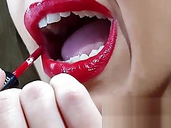 big anal pure Natural Big Lipped skinny wife applying long lasting red lipstick, sucking and deepthroating my cock untill she receives a creamy reward - couplesdelight