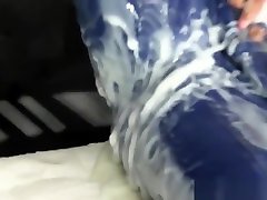 Glamour self bondage in plastic bags rubs pussy