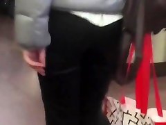 Nice blondes ass in black pants