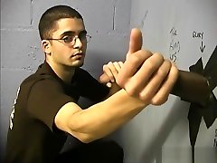 White guy sucking off black cocks at gloryhole