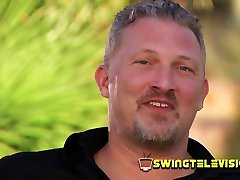 Horny swinger hot xxx mc arrives to the swing mansion with a bang
