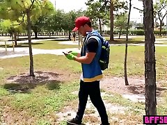 Catching and fucking three sexy petite teen pokehoes