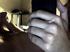 Hot teen wanks a very big and thick cock until he cums