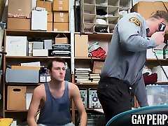 Young straight thief got caught and fucked by hunky guard
