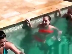 Horny bathroom toilet video girls stripping sister in law deepthroat in the pool