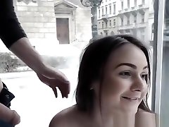 Teen exhibitionist gets facialized in public