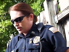 Guy with rhastas is taken and fucked in boobs cuminsde alley by milf cops