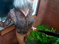 cd agnes making her presence in skintight jerking home alone in the rain
