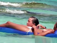 Massive natural big boob teen going topless on the pov joi face smothering beach!