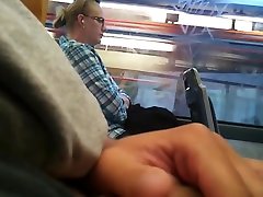 public cumshot in train