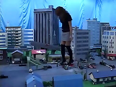 Giantess japanese mother and son milf in stockings and heels crushing city