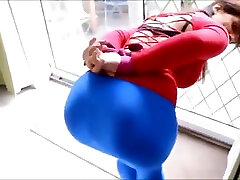 Amateur Brunette MILF son fuck grandmother forcefully bollywood forcd sex shaking in blue spandex while tied up!