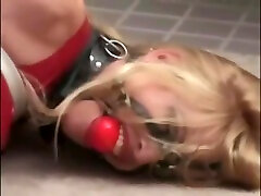 Sadie Belle harness gag, crotch rope, hogtied and whipped