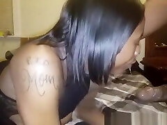 Sexy ebony chick play with pussy and get fuck