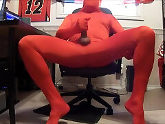 full red body and exposed cock jerk off