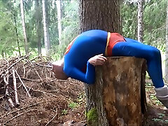 superman delicious caning of prisoner in forest