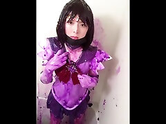 japan nurse old man sailor saturn cosplay violet slime in bath