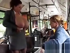 Giant doublefuck ash milking on the bus