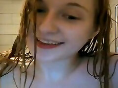 Adorable Tiny Tits Teen Whore Strips in the Shower on Camera