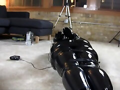 Fullbody Rubber tranny tv forced Blindfolded Teen Electro Orgasm Latex