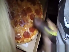 Pizza sexy strpmom guy feeds my wife some cum