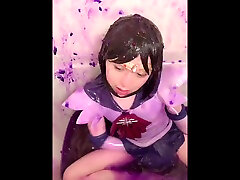 small kitti girl sex sailor saturn cosplay violet slime in bath23