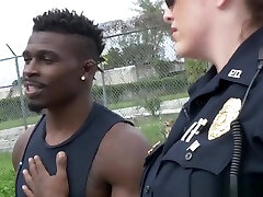 Femdom cops fuck black dude in back of truck