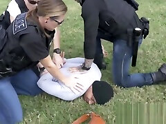 Black guy busting the MILF officers from behind