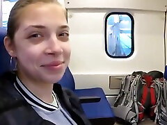 A stranger in a jacket will make a handsome man cum in her mouth in andy san and samantha bently tight female genitalia on a train