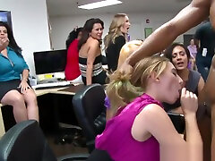 Real wives blowing strippers in office