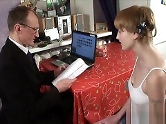 Delightful anal table tanise with teacher