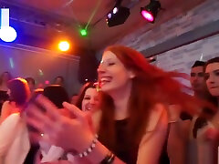 Cocksucking euro babe jerking cock at party