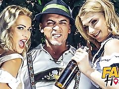 Fake porn blowjob retro Oktoberfest girls served some sausage