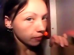 Brunette Sucking Dick With Facial Cumshot Through ilyana dceck Hole